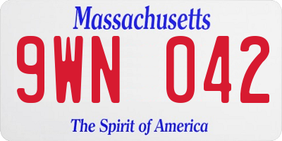 MA license plate 9WN042