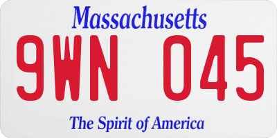 MA license plate 9WN045
