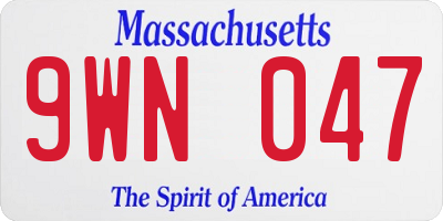 MA license plate 9WN047