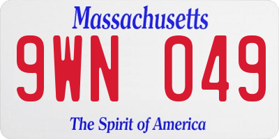 MA license plate 9WN049