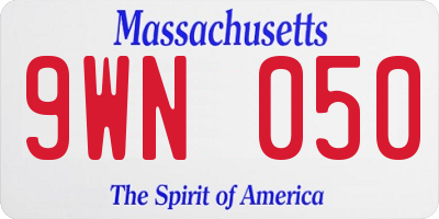 MA license plate 9WN050