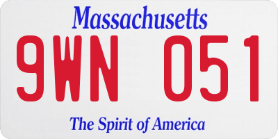 MA license plate 9WN051
