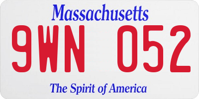 MA license plate 9WN052