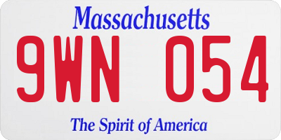 MA license plate 9WN054