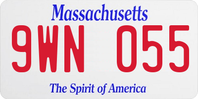 MA license plate 9WN055