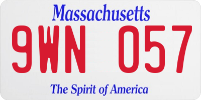 MA license plate 9WN057