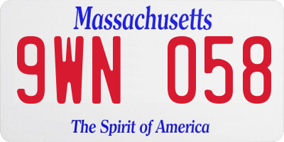 MA license plate 9WN058