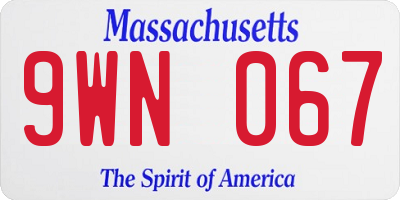 MA license plate 9WN067