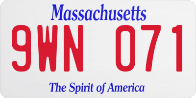 MA license plate 9WN071
