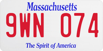 MA license plate 9WN074