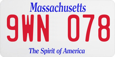 MA license plate 9WN078