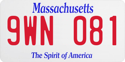 MA license plate 9WN081