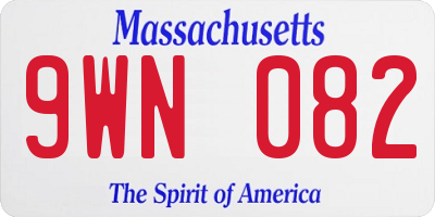 MA license plate 9WN082