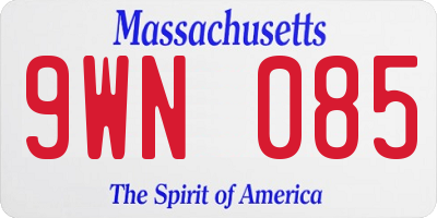 MA license plate 9WN085