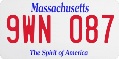 MA license plate 9WN087