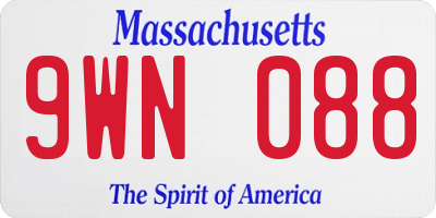MA license plate 9WN088