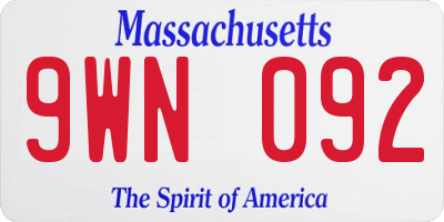 MA license plate 9WN092