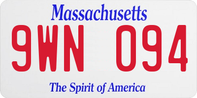MA license plate 9WN094