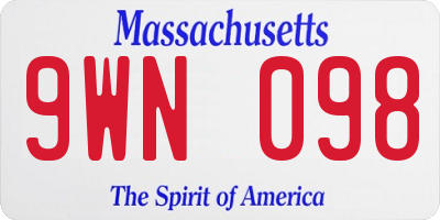 MA license plate 9WN098