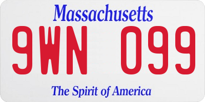 MA license plate 9WN099