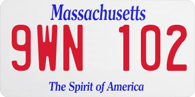 MA license plate 9WN102