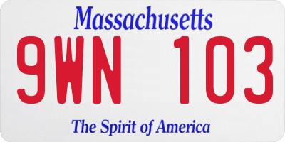 MA license plate 9WN103