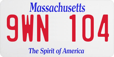 MA license plate 9WN104
