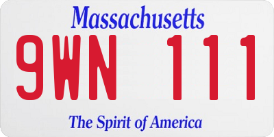 MA license plate 9WN111