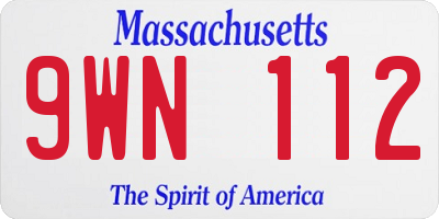 MA license plate 9WN112