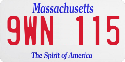 MA license plate 9WN115