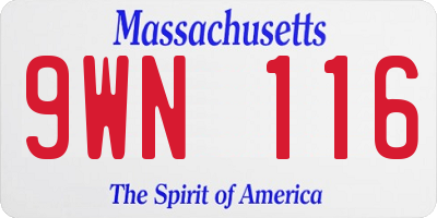 MA license plate 9WN116