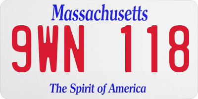 MA license plate 9WN118