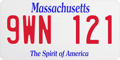 MA license plate 9WN121