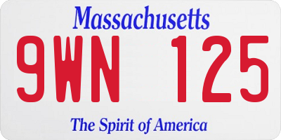 MA license plate 9WN125