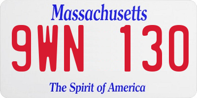 MA license plate 9WN130