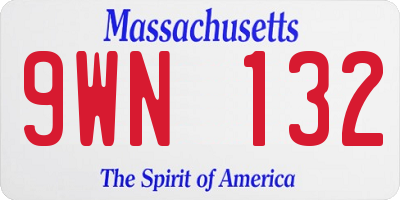 MA license plate 9WN132