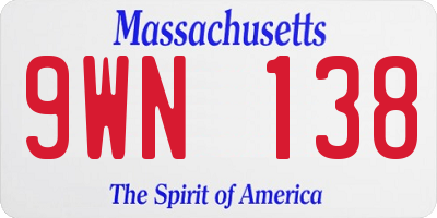 MA license plate 9WN138