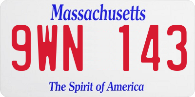 MA license plate 9WN143