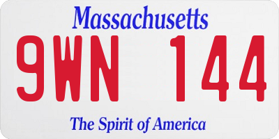 MA license plate 9WN144