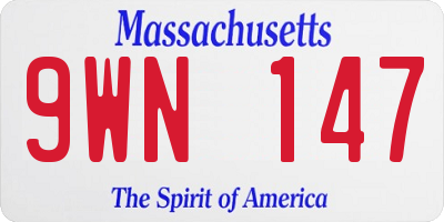 MA license plate 9WN147