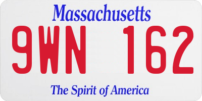 MA license plate 9WN162