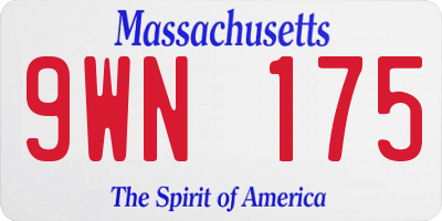 MA license plate 9WN175