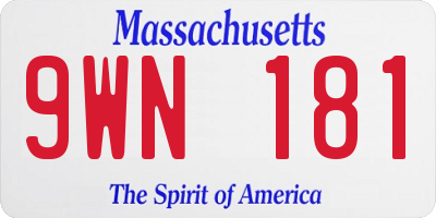 MA license plate 9WN181