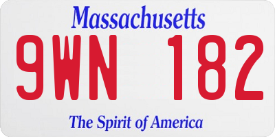 MA license plate 9WN182