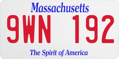 MA license plate 9WN192