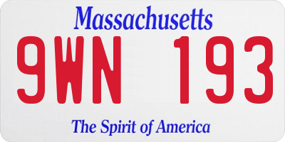MA license plate 9WN193