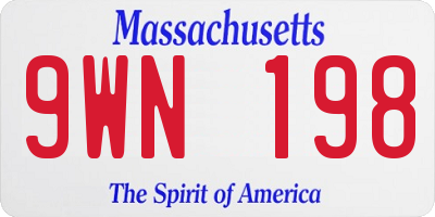 MA license plate 9WN198