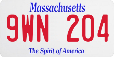MA license plate 9WN204