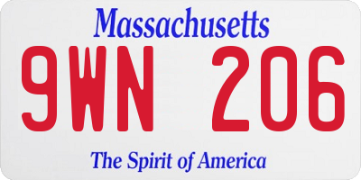 MA license plate 9WN206