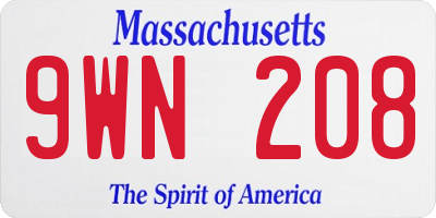 MA license plate 9WN208